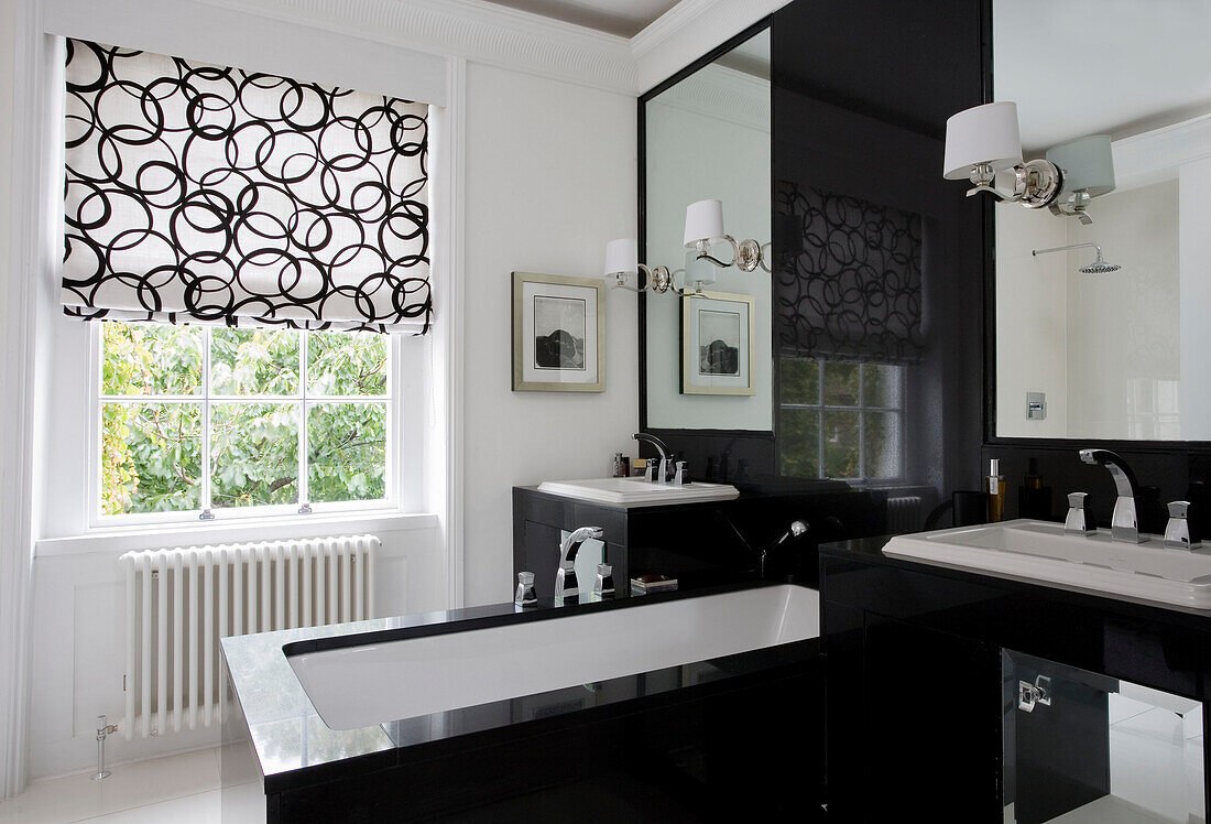 Black and white bathroom in London home UK