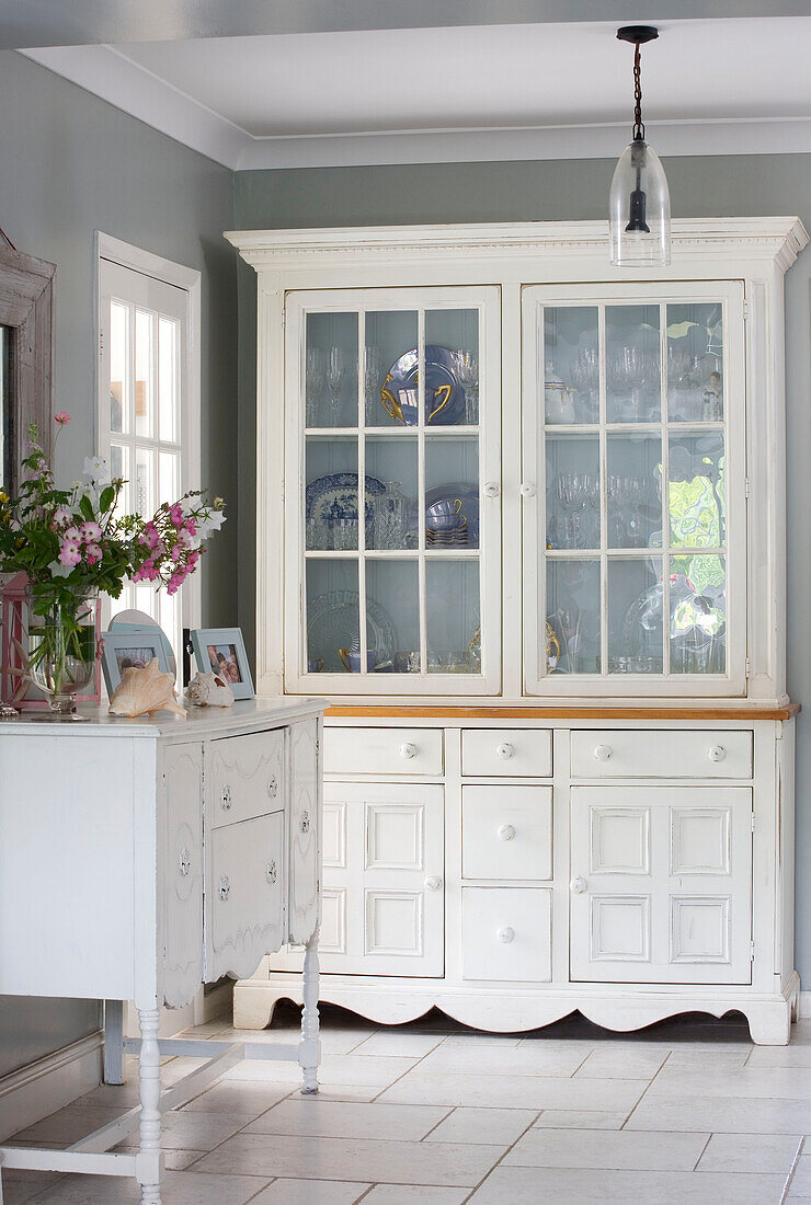 White painted kitchen dresser and sideboard in Kent kitchen UK