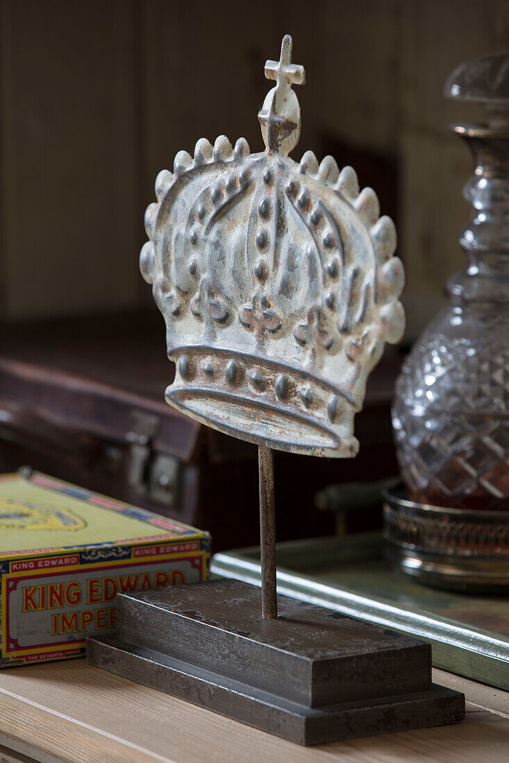Wrought iron crown originally designed as a door stop in Surrey farmhouse UK