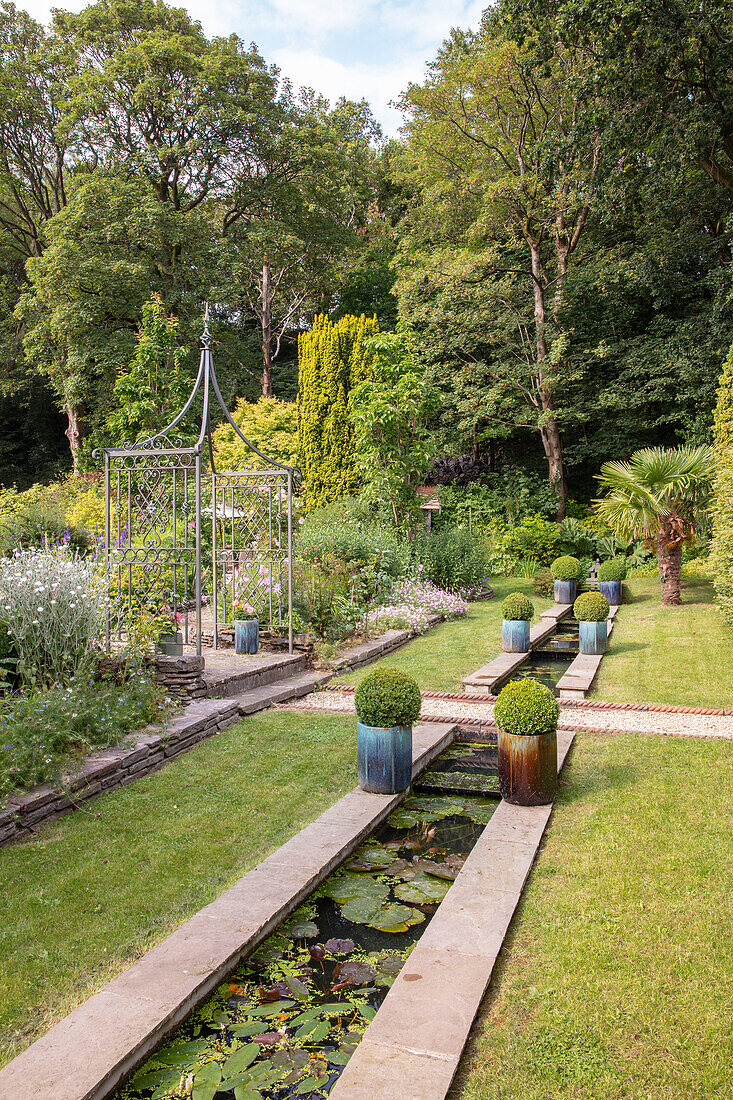 Garden rill and pergola Wales UK