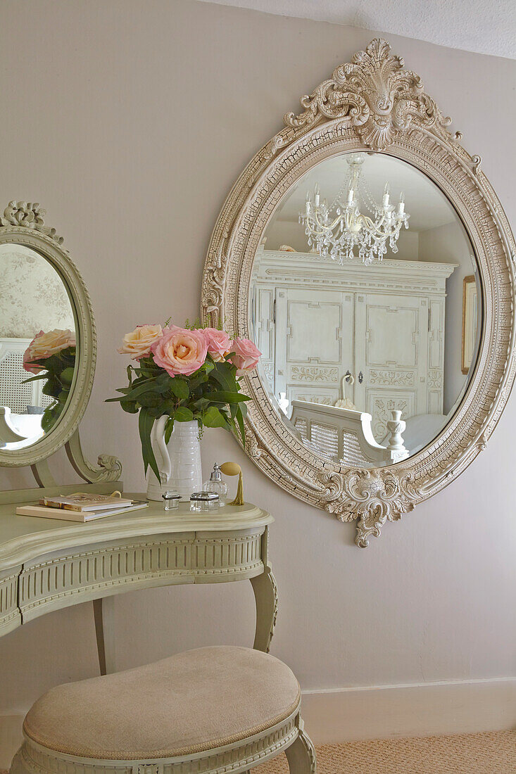 Dressing table and mirror in a French style