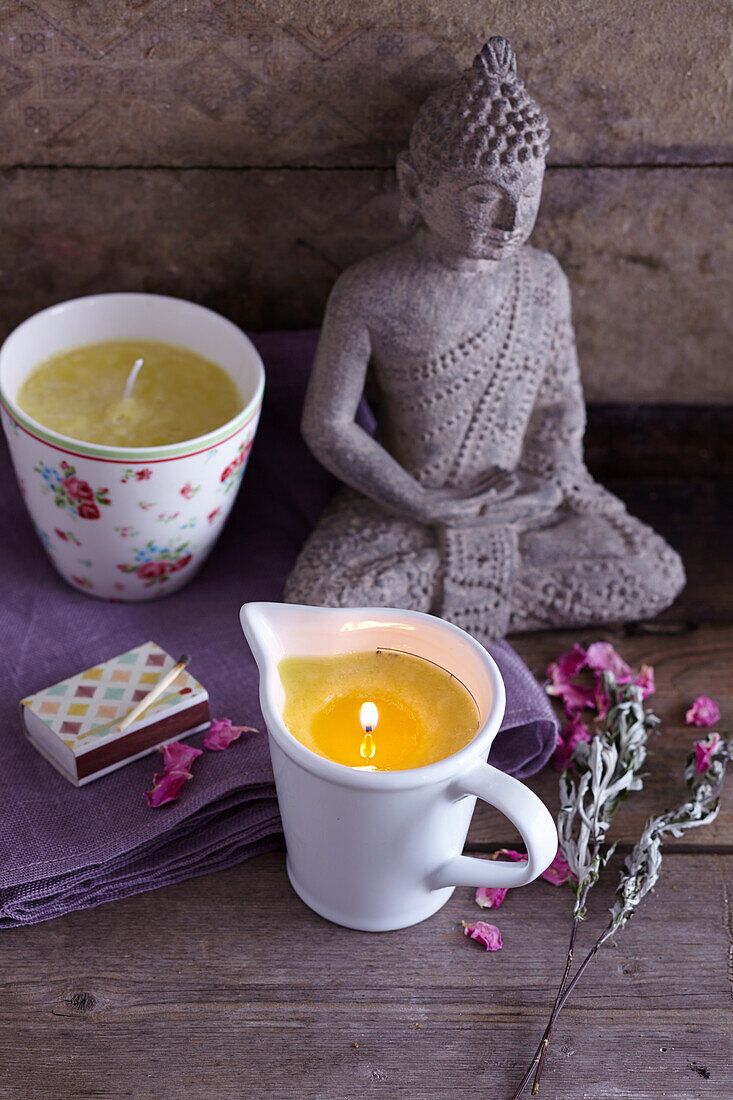 A DIY massage candle with warming massage oil