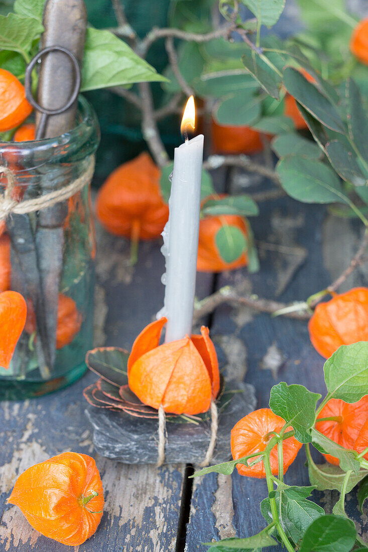 Candles in Chinese lantern candle holders