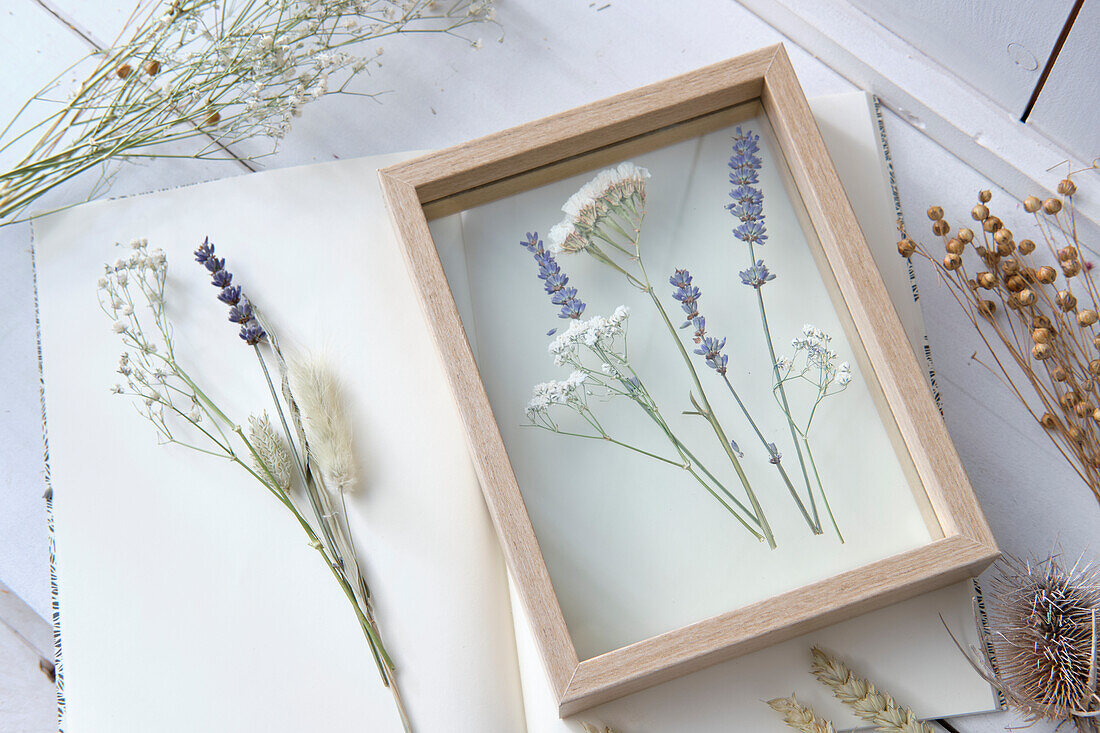 Dried flowers in photo frame