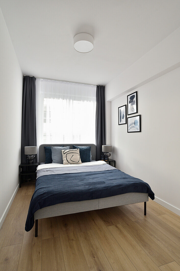 Minimalist bedroom in black and white tones