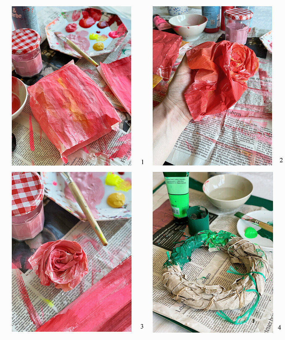 Step-by-step instructions: DIY wreath with paper roses