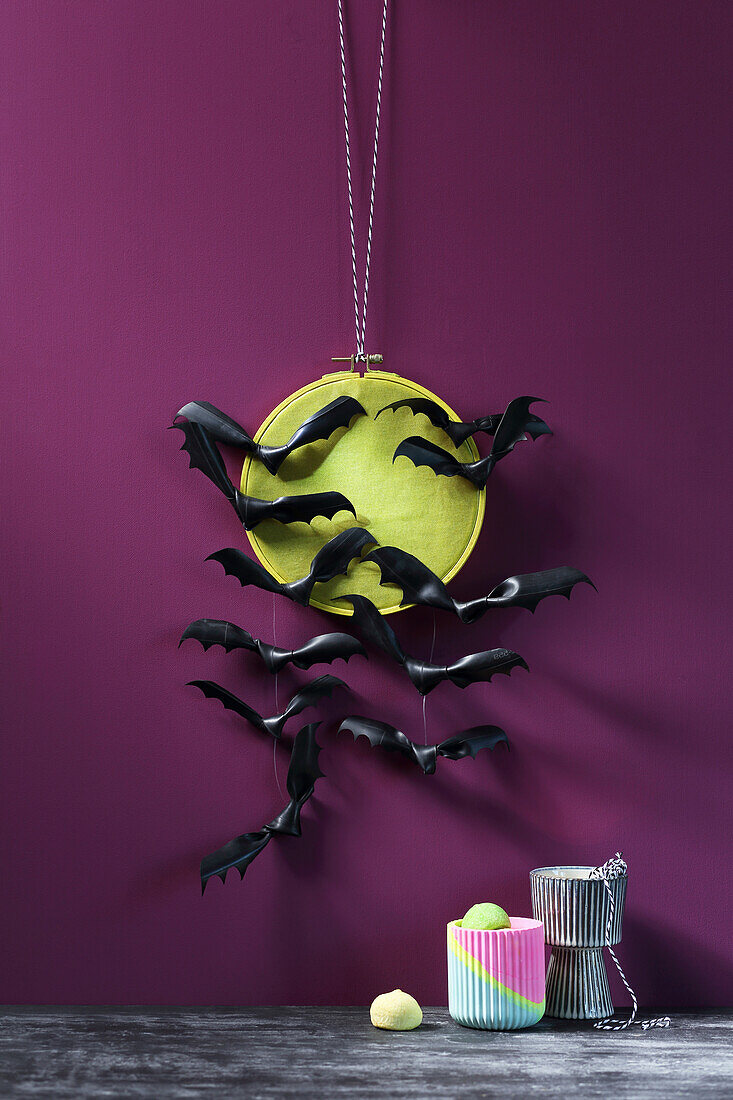 DIY bats made from bicycle inner tubes for Halloween