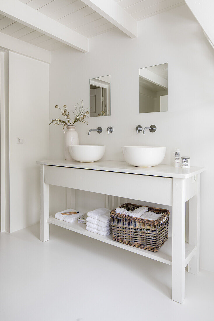 Modern bathroom with double washbasin