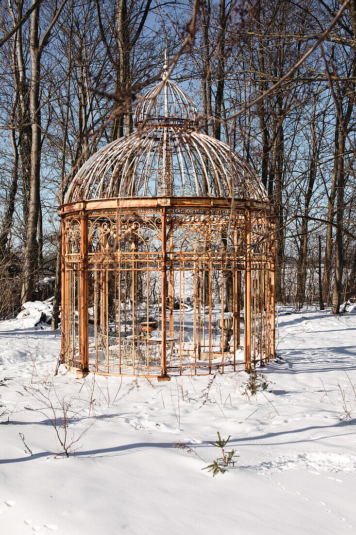 Pavilion in a snowy setting