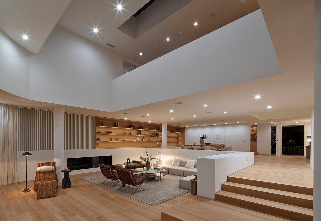 Elegant lounge in open-plan living room