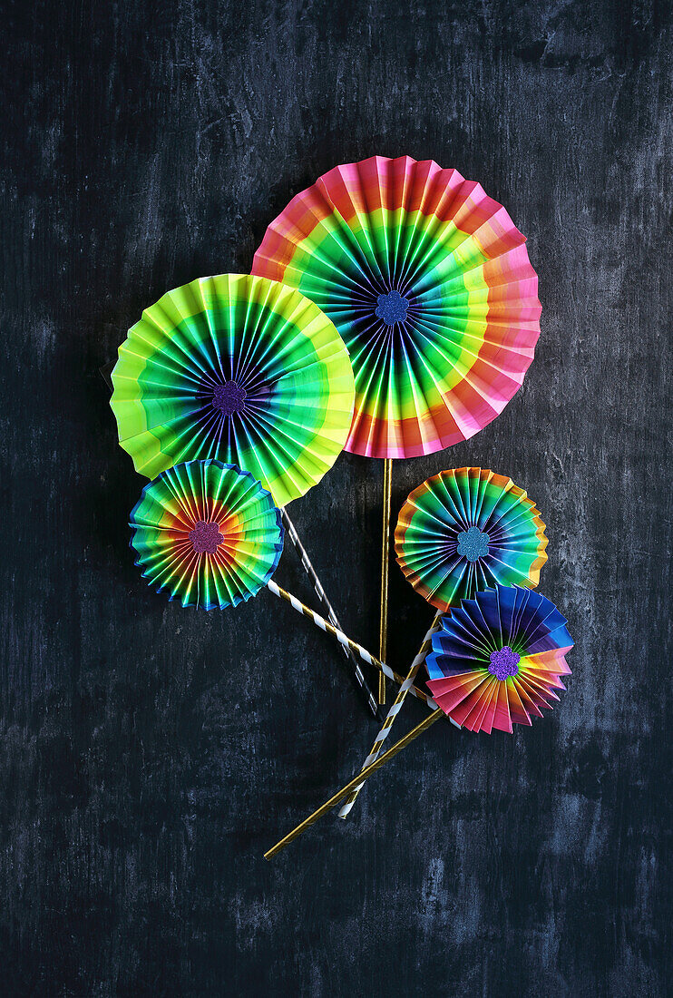 Homemade rainbow rosettes