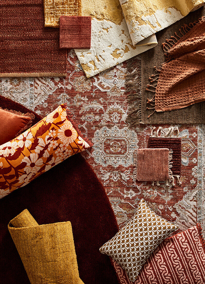 Versatile selection of home textiles in warm autumn colours