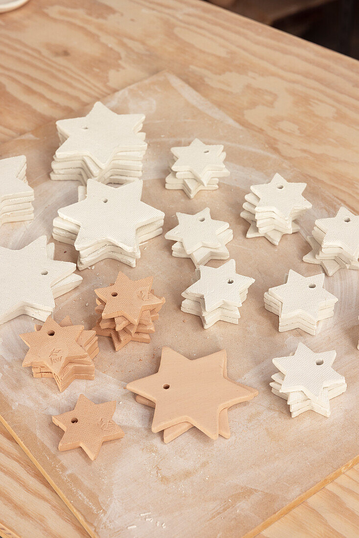 Ceramic pendant in the shape of a star on a wooden table