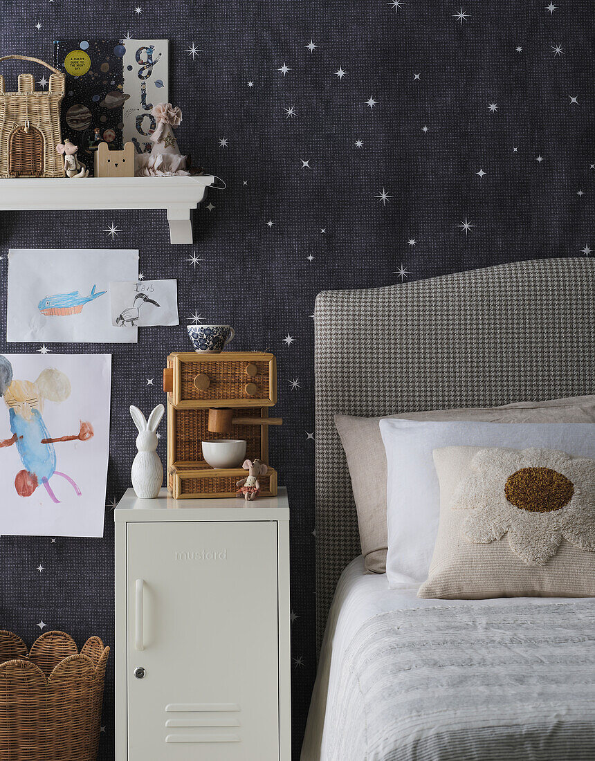 Children's room with star wallpaper and decorations