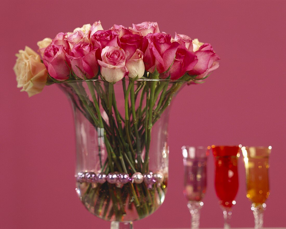 Roses in a glass vase