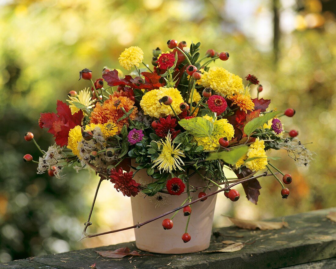 Autumnal bouquet of dahlias