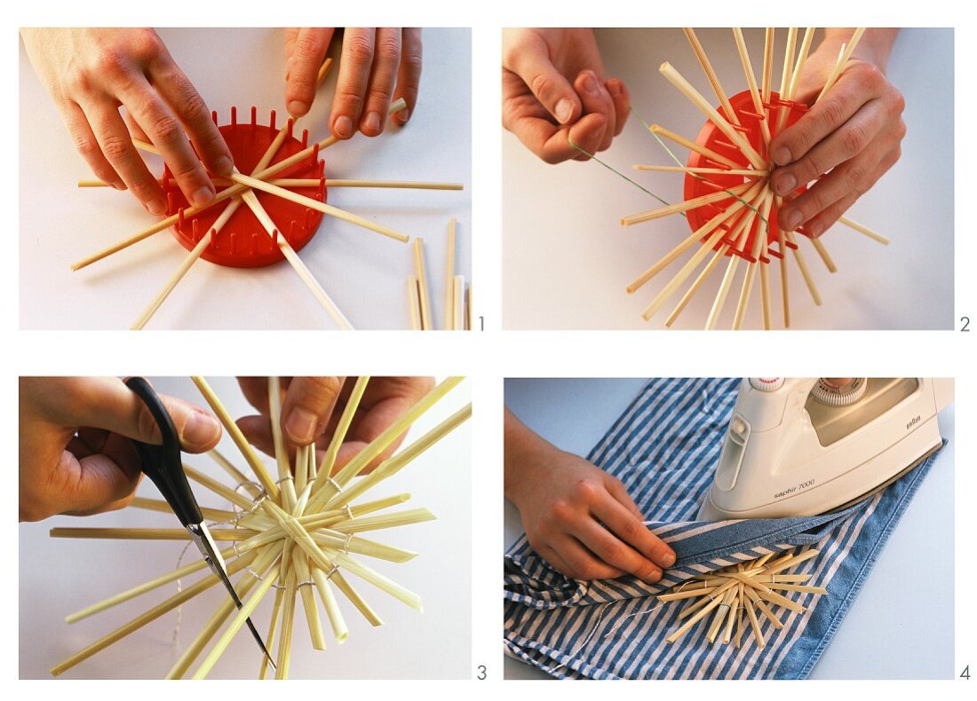 Making Christmas star from straw