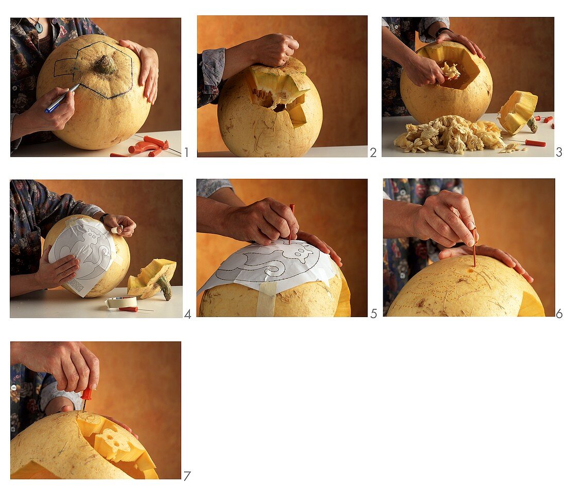 Hollowing out and carving a pumpkin