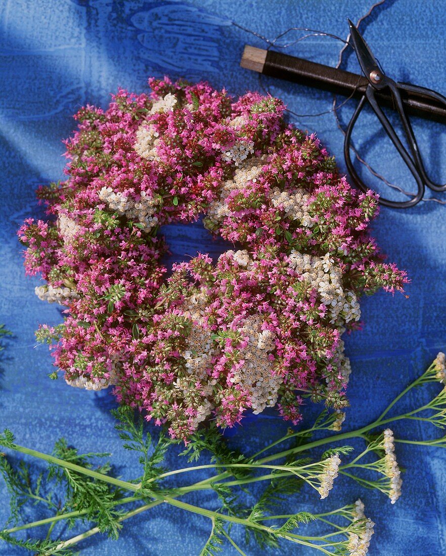 Wreath of herbs with yarrow