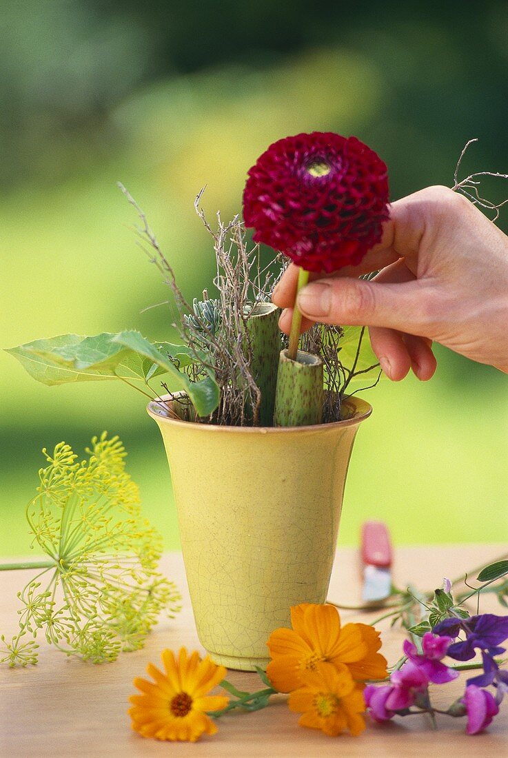 Flower arranging: the first stage