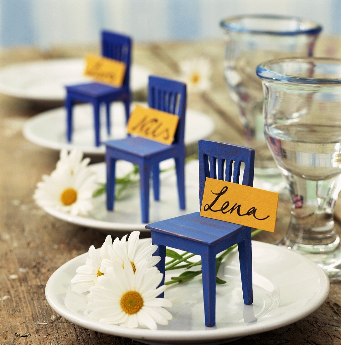 Place-cards on plates