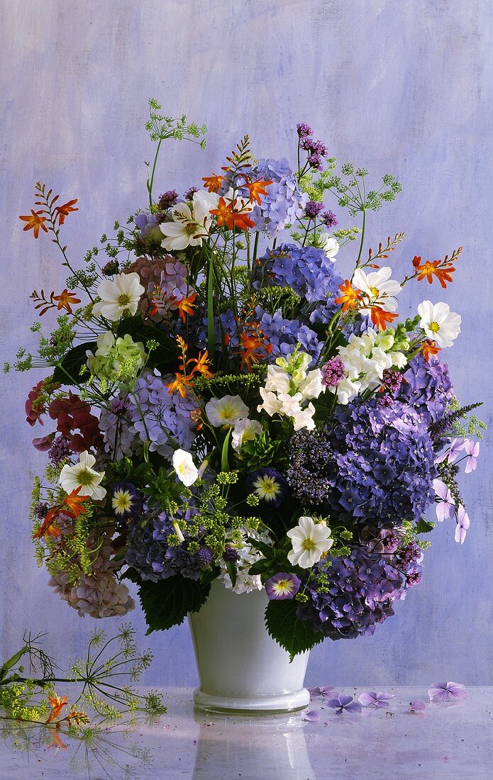 Summery bouquet of hydrangeas