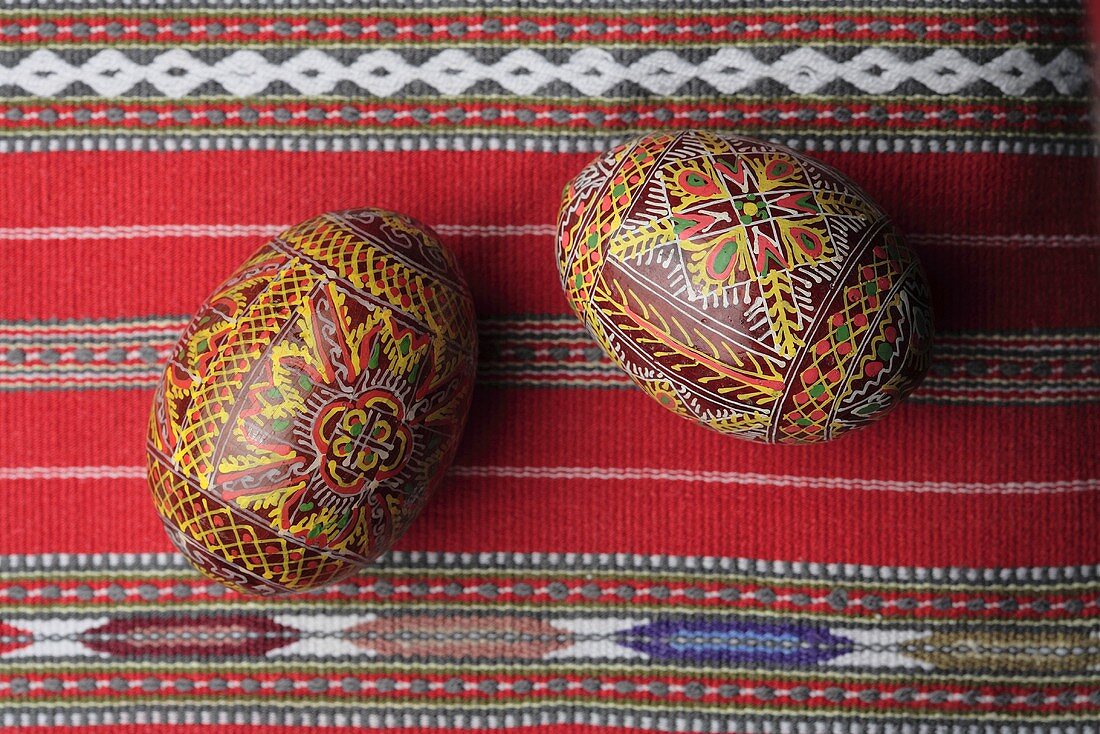 Elaborately painted Easter eggs