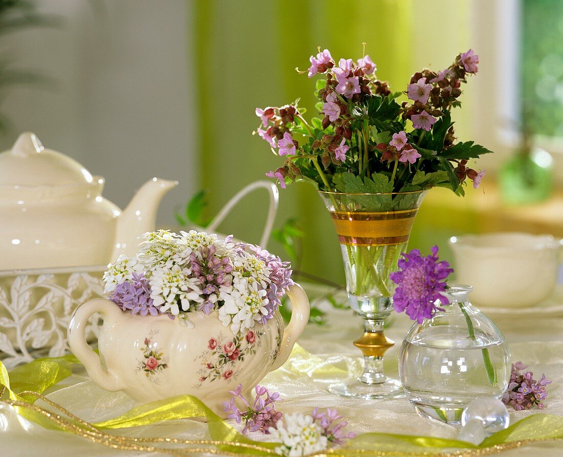 Sugar bowl decorated with spring flowers