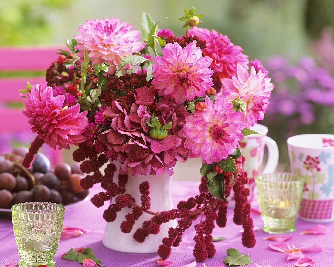 Arrangement with pink dahlias