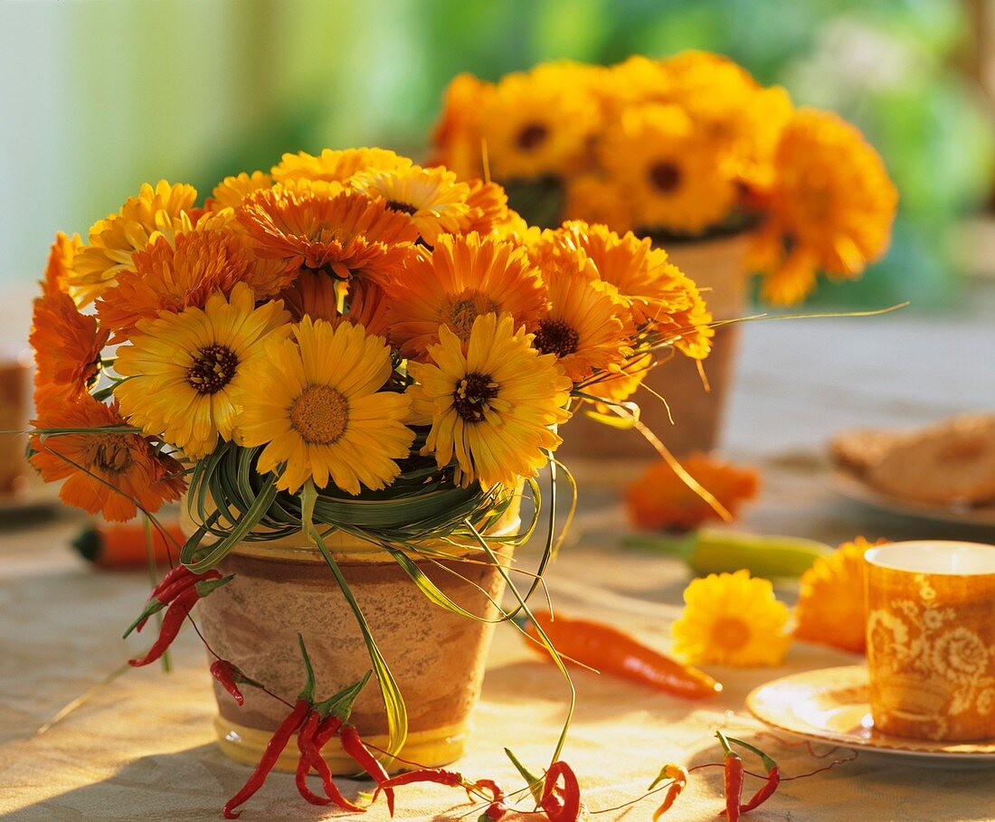 Summery arrangement of marigolds