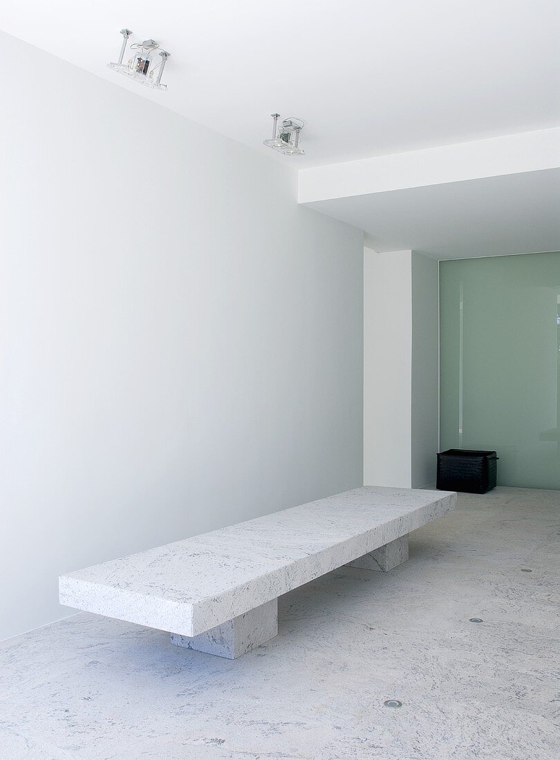 Inner room with stone bench in architect-designed house