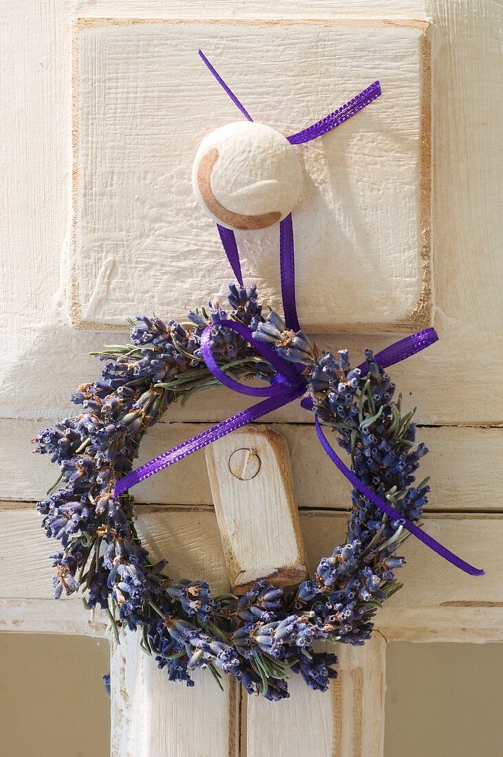 Lavender wreath on door knob