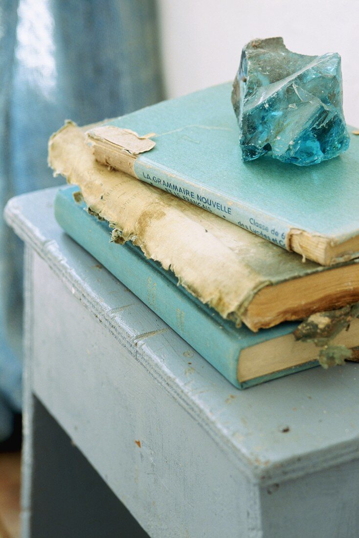 Books on cabinet