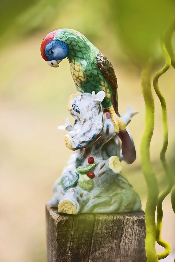 Ein Papagei aus Porzellan