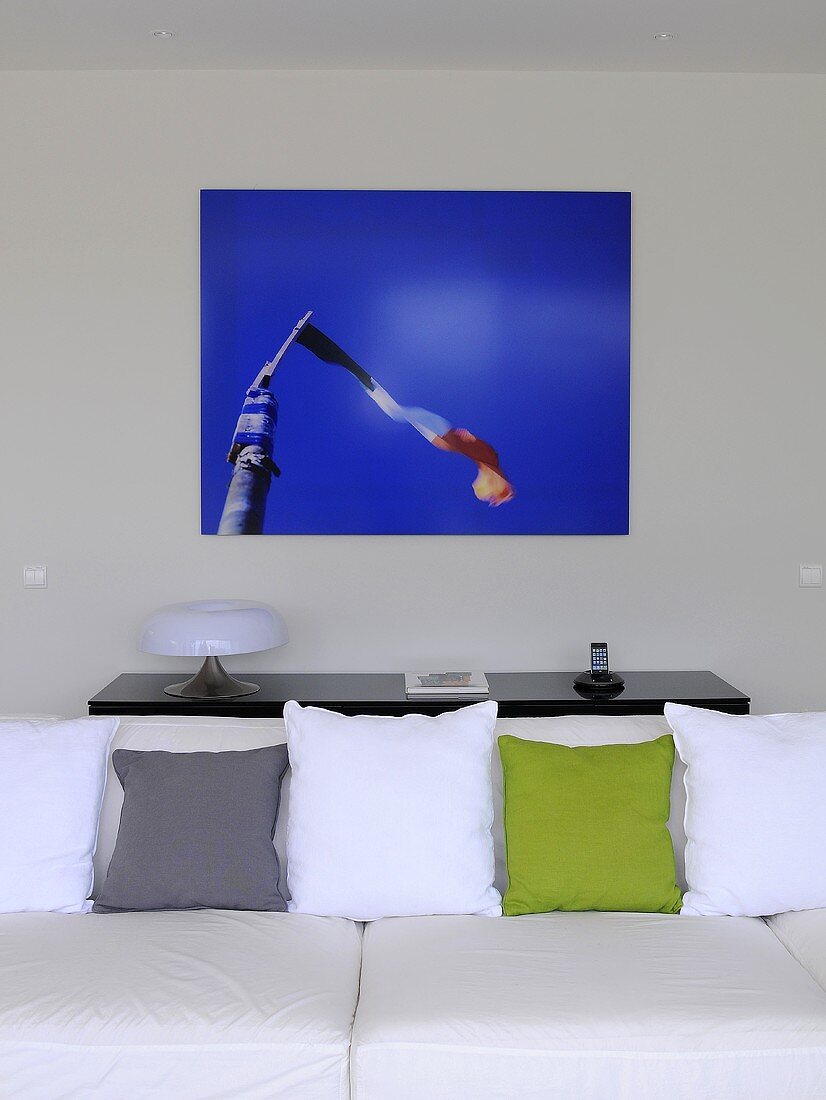 Picture on wall above sofa (Villa Bamboo, Southern France)
