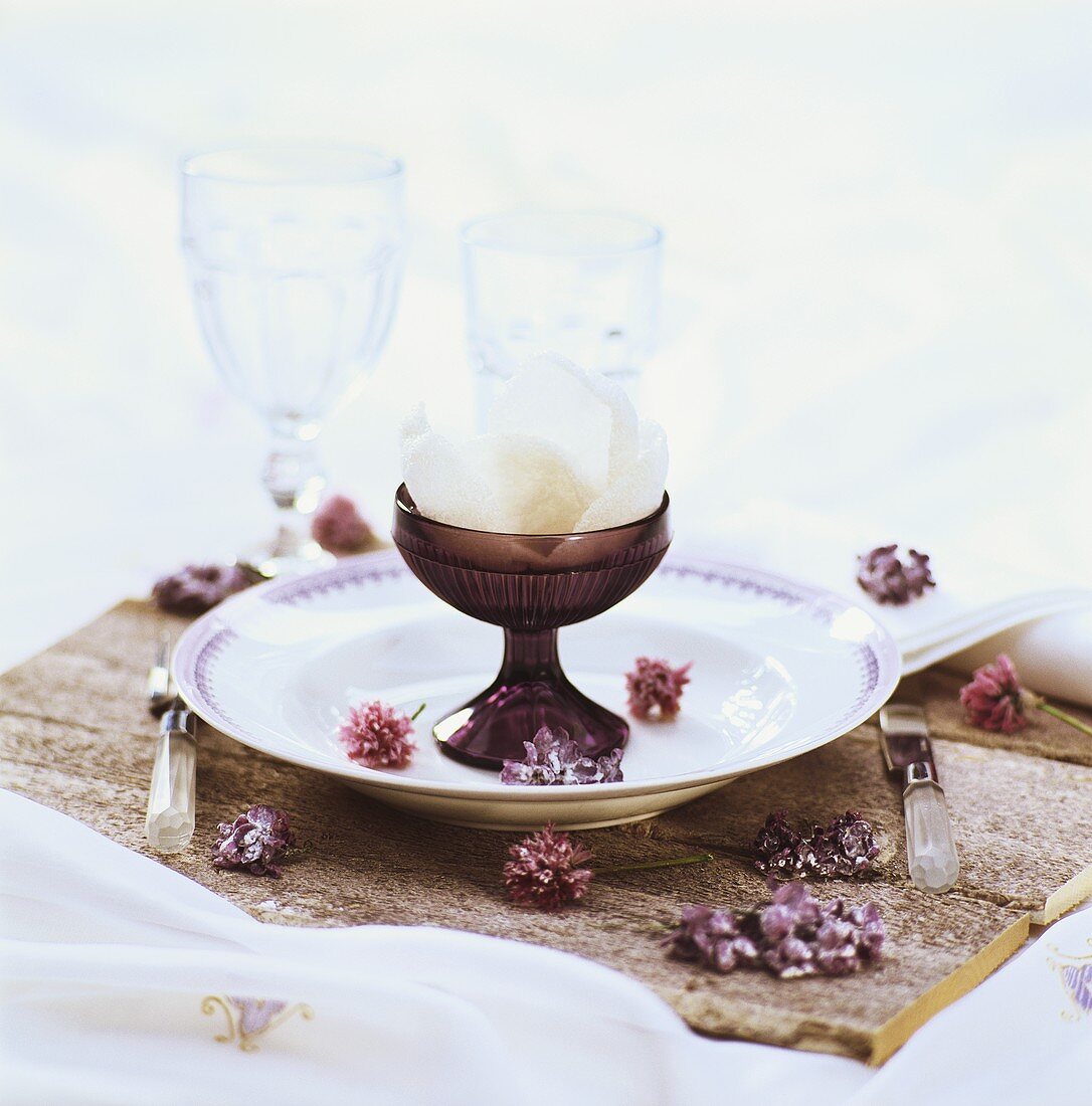 Place setting with flowers