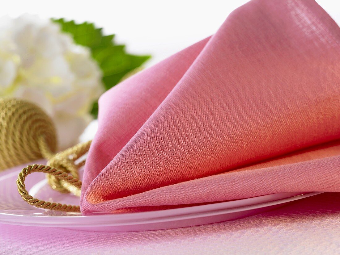 Decorative pink fabric napkin