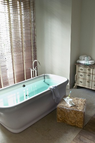 Free Standing Bathtub In Front Of Window Buy Image 11175271 Living4media