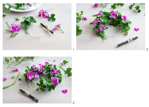 Blumenkranz aus Duftpelargonien binden