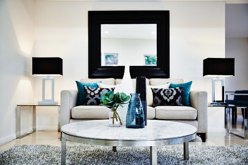 Modern Living Room With Sofa Mirror On Buy Image 11288247 Living4media