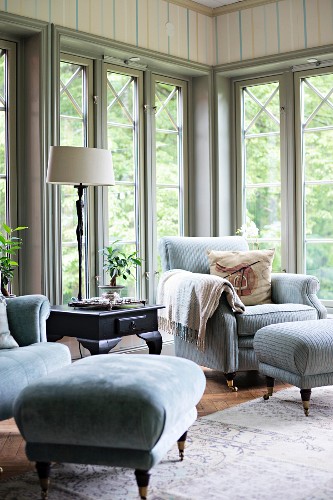 Pale Grey Armchair And Footstool In Buy Image 11349213 Living4media