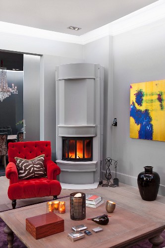 Eckkamin Bilder – Interior Design-Fotos kaufen living4media