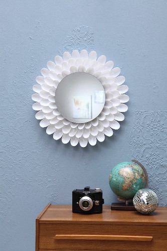 Mirror frame hand-made from plastic spoons
