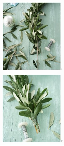 Instructions for making a festive olive-branch garland