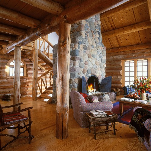 Offener Kamin aus Natursteinen mit … – Bild kaufen – 11093635 living4media