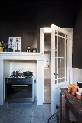 Cooker In Old Fireplace In Kitchen With Buy Image 12417603