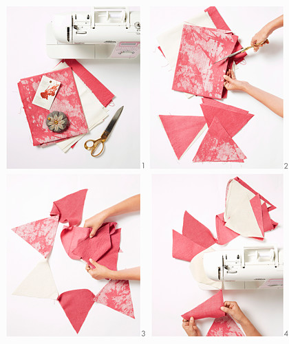 Instructions for a pennant chain made of red and white fabric