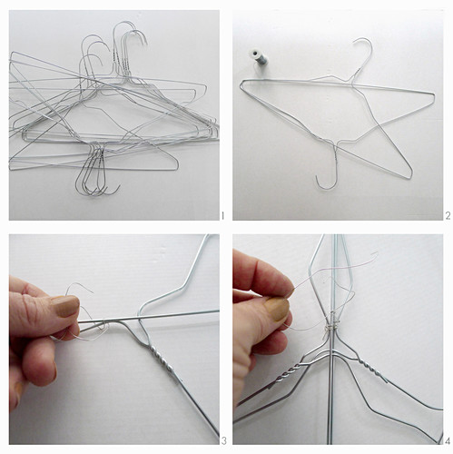 Instructions for making a lampshade from wire coathangers