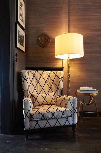 Comfortable Reading Chair Next To Lit Image 11955435 Comfortable Reading Chair Next To Lit