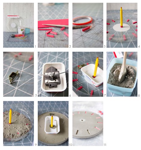 Instructions for making a concrete clock